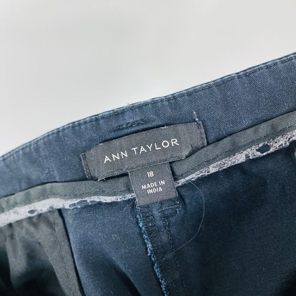Ann Taylor Size 18 Cotton Crop Pants Black Career Work Casual - Picture 5 of 6